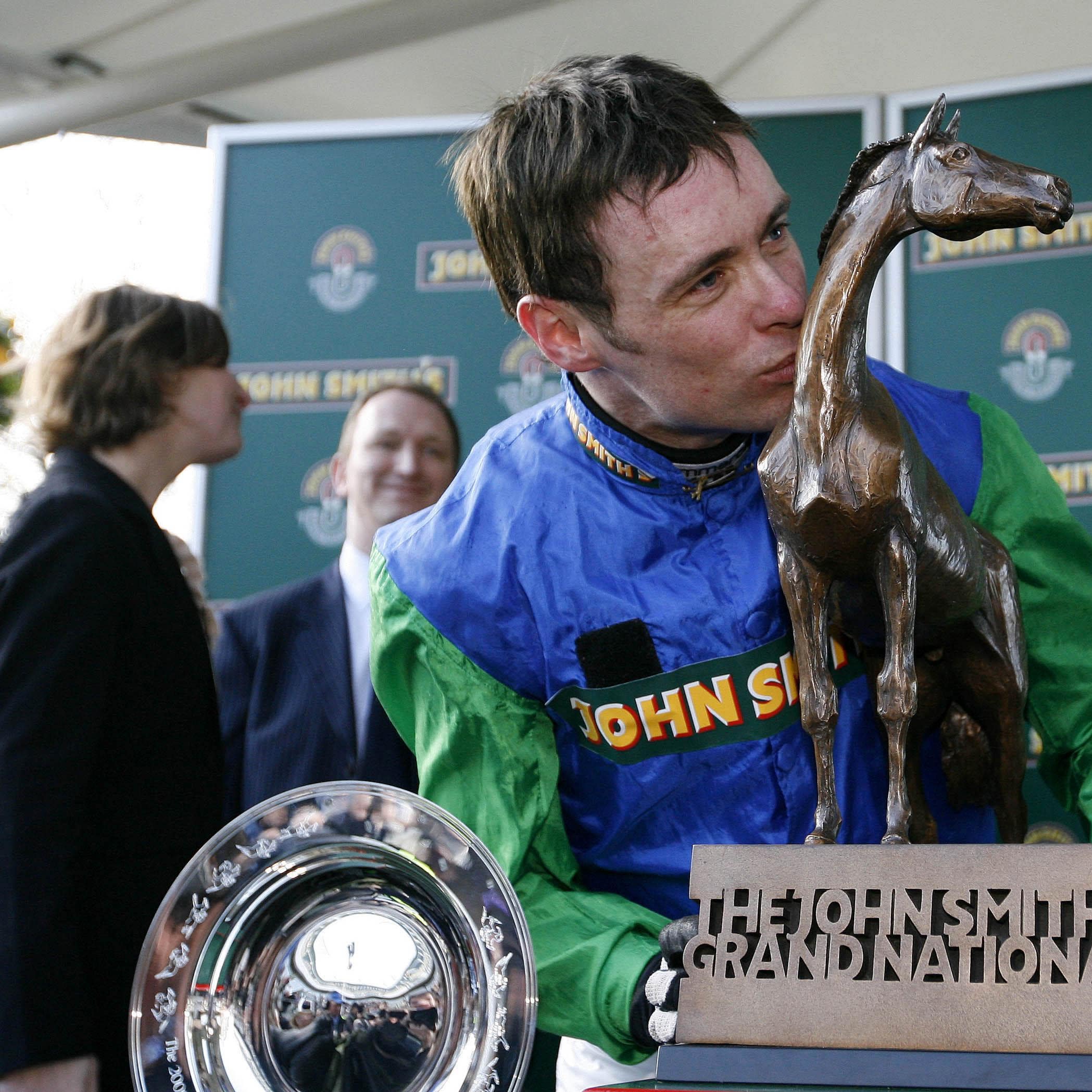 Timmy Murphy celebrates after winning the 2008 Grand National (Peter Byrne/PA)