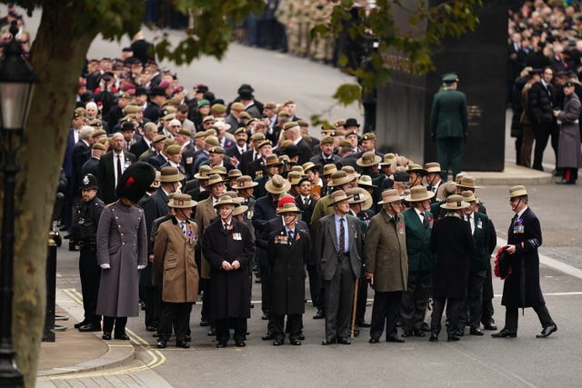 Veterans on Whitehall prepare to take part in the service