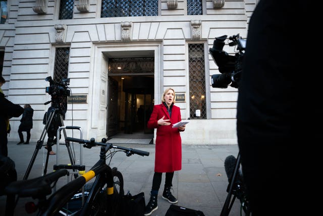 Media outside the Post Office public inquiry at Aldwych House, central London on Thursday