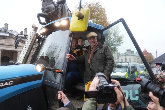 Nigel Farage on a tractor