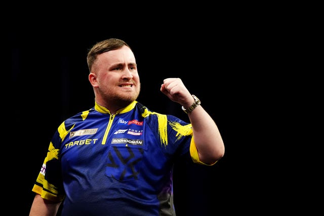Luke Littler celebrates 