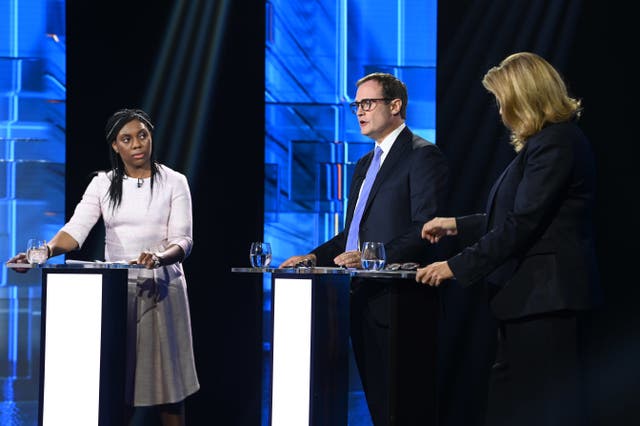 Kemi Badenoch, Tom Tugendhat and Penny Mordaunt in the TV debatec