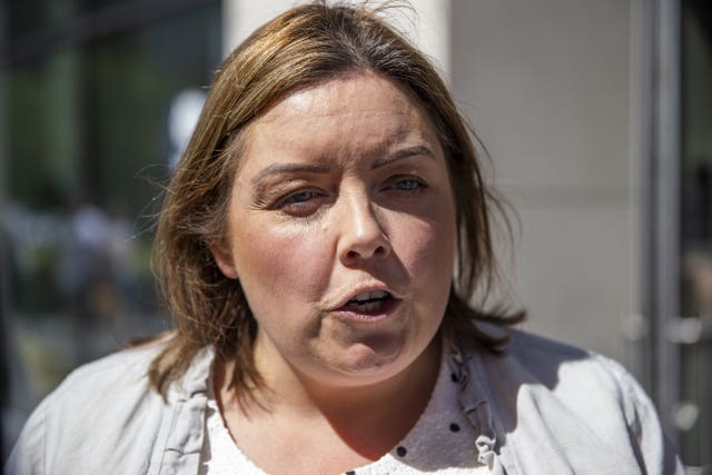Stormont communities minister Deirdre Hargey outside the Northern Ireland Office in Belfast before her meeting with the Chancellor 