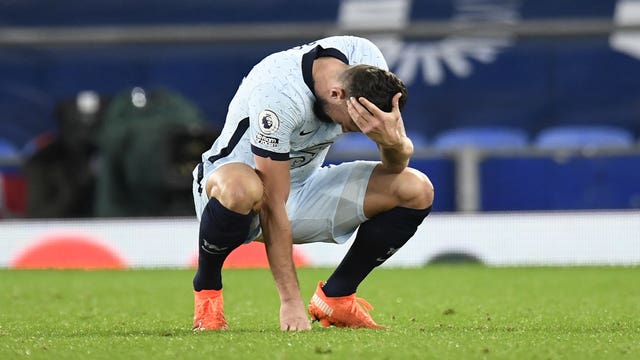 Chelsea’s Olivier Giroud looks dejected after the final whistle on Saturday