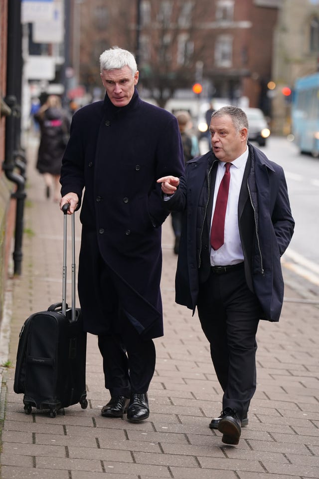 MP Mike Amesbury (right) arrives at Chester Ellesmere Port and Neston Magistrates’ Court where he was sentenced 