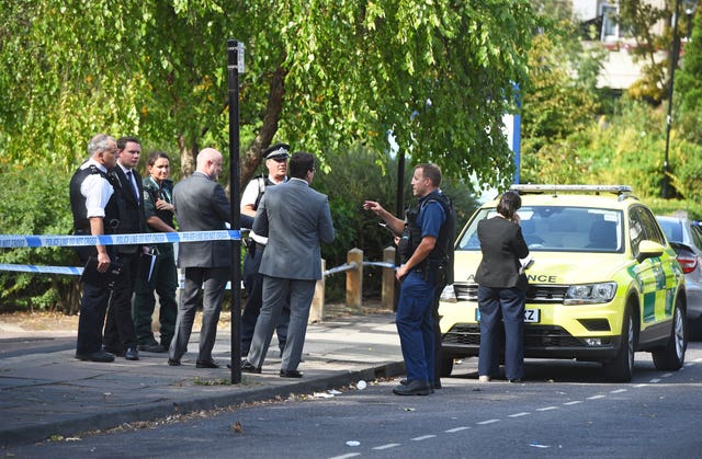 Police at the scene of the incident