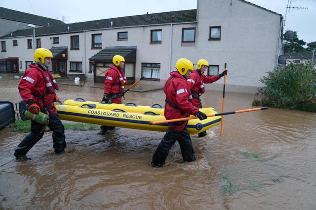 Members of a coastguard rescue team in Brechin, Scotland