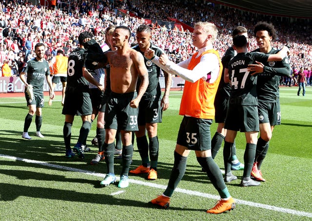 Gabriel Jesus celebrates a late winner at Southampton