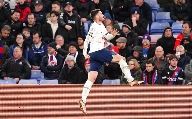 Matt Doherty celebrates scoring Tottenham's third goal