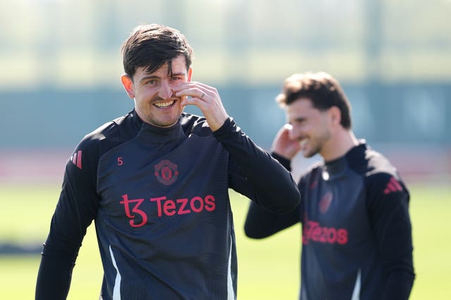 Harry Maguire training with Manchester United.