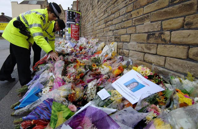 Floral tributes at the scene of the murder of Pc Sharon Beshenivsky in 2005 