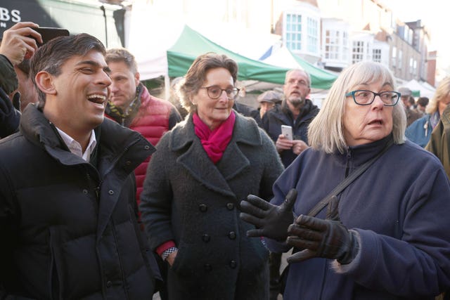 Prime Minister Rishi Sunak meeting members of the public during a walkabout in Winchester, Hampshire