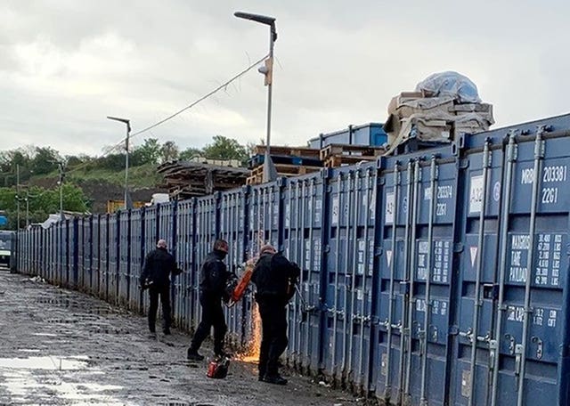 Police search container