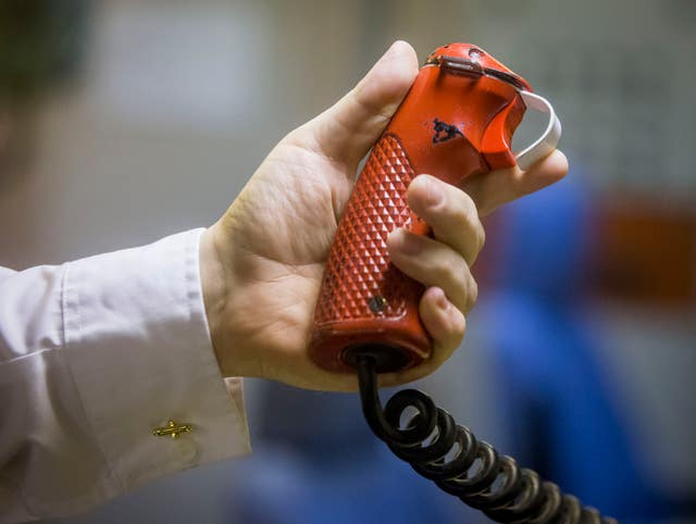 The trigger that would be used in the final stage of a nuclear missile launch (Danny Lawson/PA)