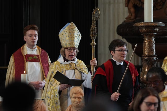 The incoming Archbishop of Canterbury, The Right Reverend Dame Sarah Mullally, conducts the Christmas Day Eucharist service at St Paul’s Cathedral
