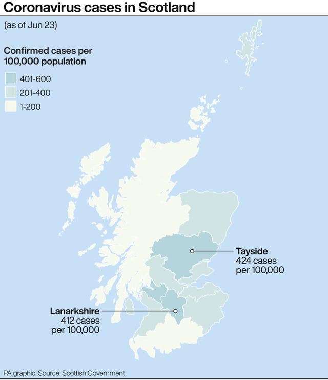 Coronavirus cases in Scotland