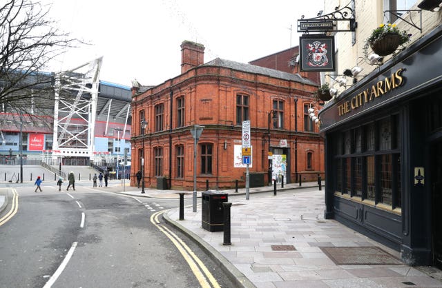 Closed pubs around the Principality Stadium (David Davies/PA)