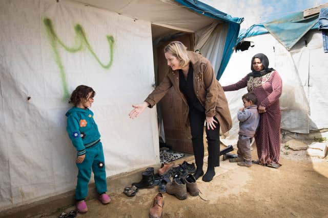 Amber Rudd meets Syrian refugees in eastern Lebanon (Stefan Rousseau/PA) 