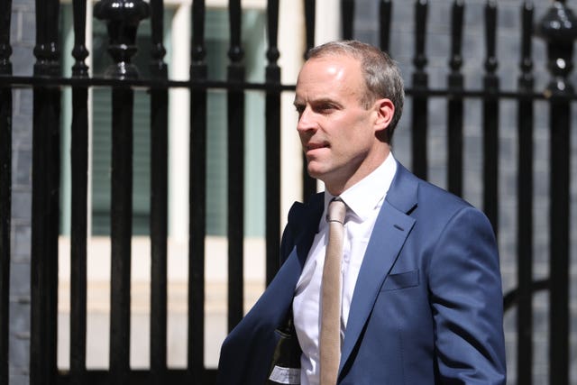 Deputy Prime Minister Dominic Raab arrives for a cabinet meeting at 10 Downing Street, London