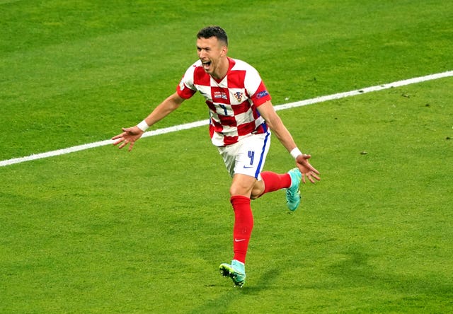 Ivan Perisic celebrates scoring Croatia’s third goal