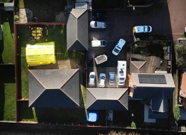 Police tents at the scene of an investigation at Brading Court in Ingleby Barwick, Teesside, in February 