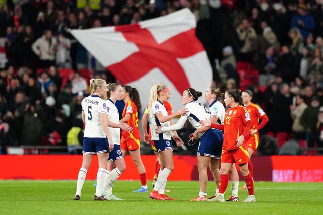 England players celebrate victory after the final whistle