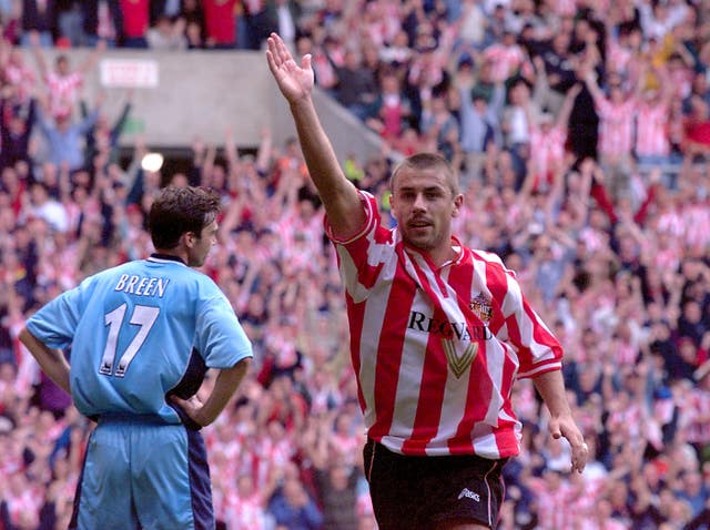 Kevin Phillips celebrates a goal against Coventry in his first Premier League season with Sunderland