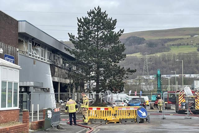 Investigation continue at the site of the explosion (Claire Hayhurst/PA)