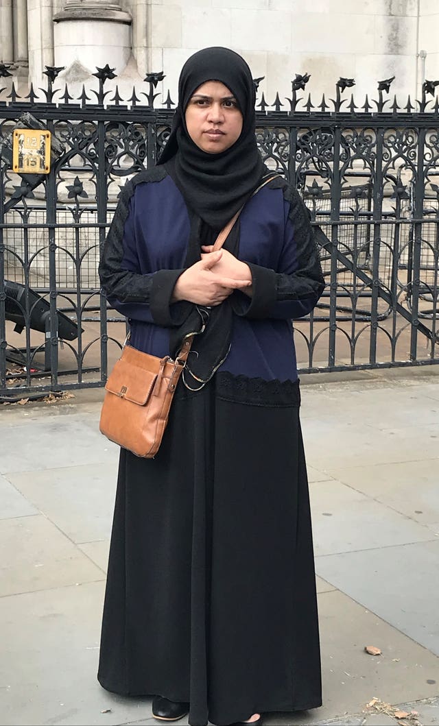 Shelina Begum outside the Royal Courts of Justice in London