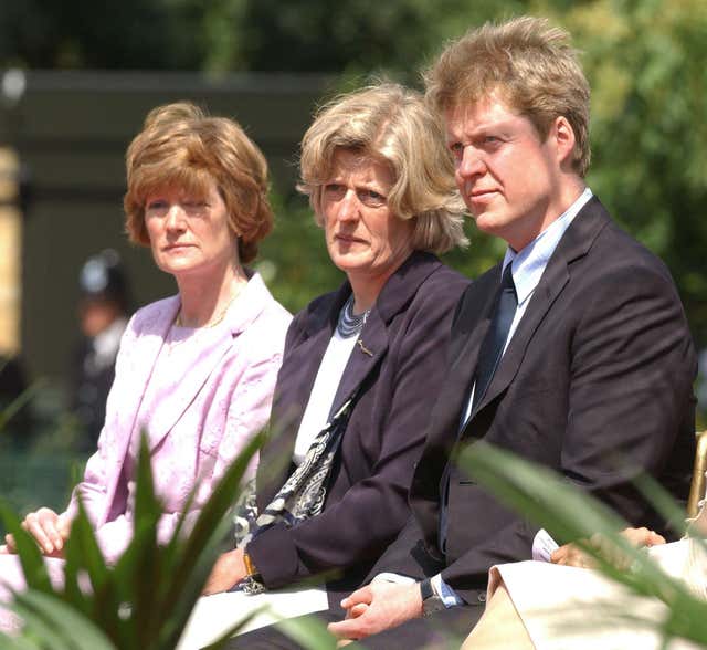 Lady Sarah McCorquodale (left), Lady Jane Fellowes and Earl Spencer (Fiona Hanson/PA)