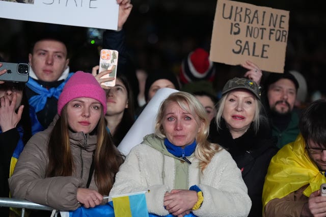 People gather in Trafalgar Square, central London