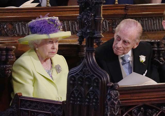 The Queen and Duke of Edinburgh during the wedding service (Jonathan Brady/PA)