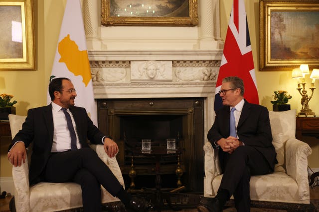 President of Cyprus Nikos Christodoulides with Sir Keir Starmer in Downing Street 