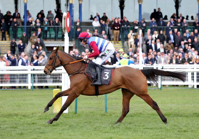 Thunder Rock ridden by jockey Adrian Heskin winning over hurdles at Ayr last year