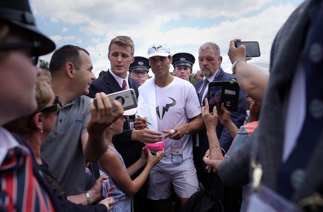 Rafael Nadal had plenty of company after leaving the practice court