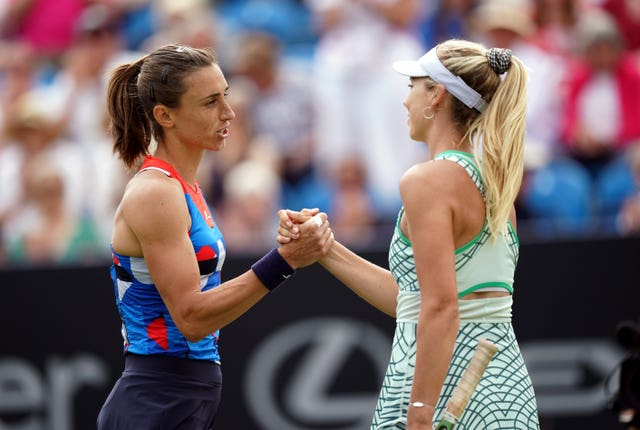 Katie Boulter, right, was second best against Petra Martic