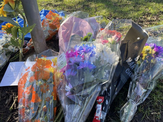 Flowers left near to the scene of a collision