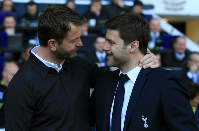 Tim Sherwood, left, was replaced by Mauricio Pochettino at Spurs (John Walton/PA)