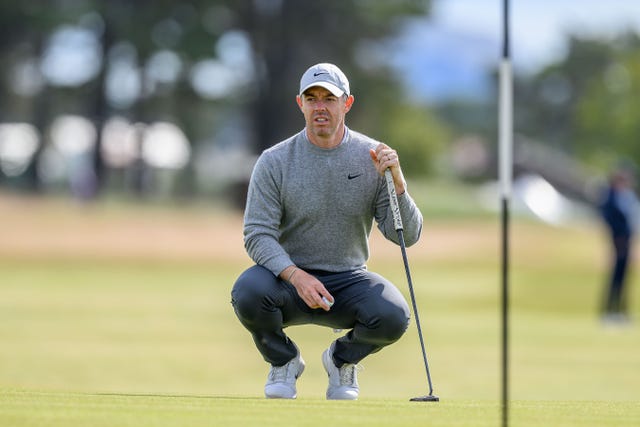 Rory McIlroy on the fifth hole ahead of the 2025 Scottish Open