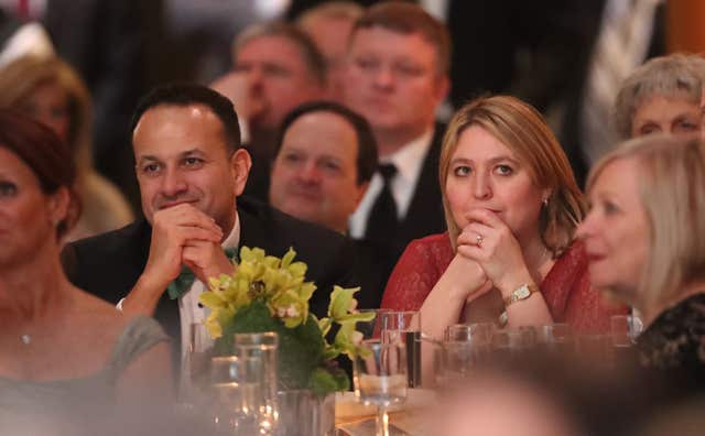 Taoiseach Leo Varadkar and Northern Ireland Secretary of State Karen Bradley at the American Ireland Gala Fund dinner (Niall Carson/PA)