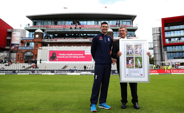 James Anderson at the naming announcement of the James Anderson End.