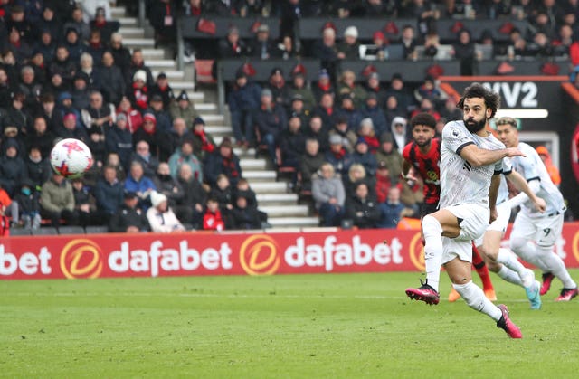 Liverpool’s Mohamed Salah missed a penalty during the loss at Bournemouth.