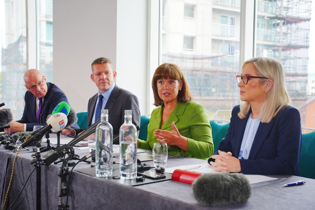 John Swinney, Rhun ap Iorwerth, Mary Lou McDonald and Michelle O’Neill seated at a long table,