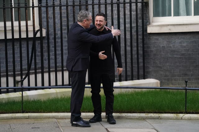 Prime Minister Sir Keir Starmer welcomes Ukrainian President Volodymyr Zelensky to 10 Downing Street