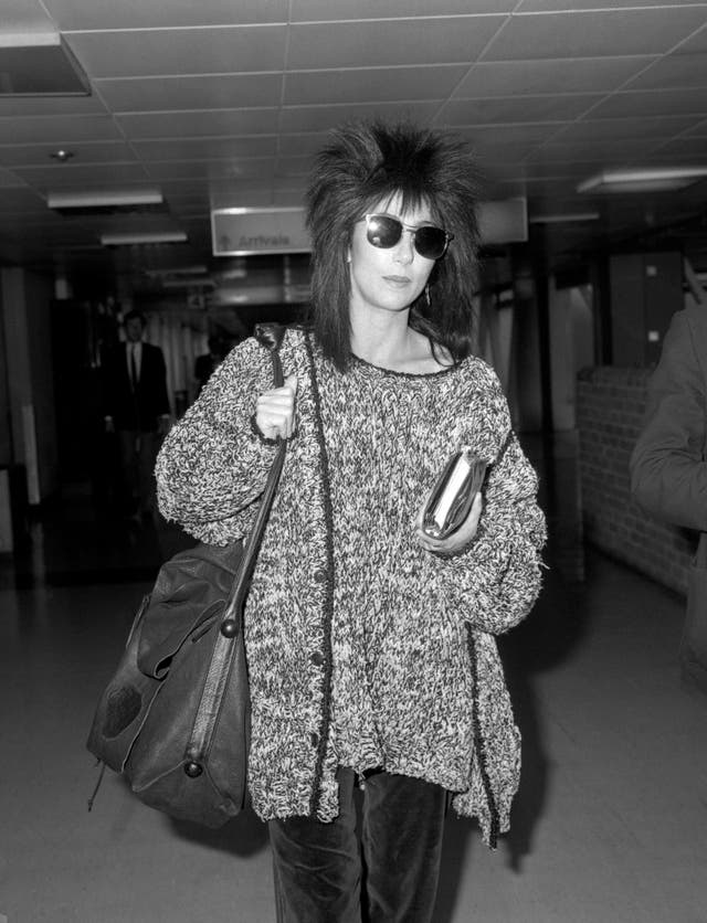 Actress/singer Cher at Heathrow Airport, prior to flying to New York in 1985