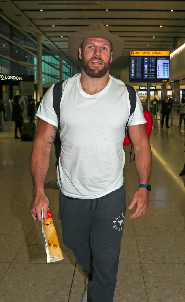 James Haskell arrives back at Heathrow Airport after the 2019 series of I’m A Celebrity 