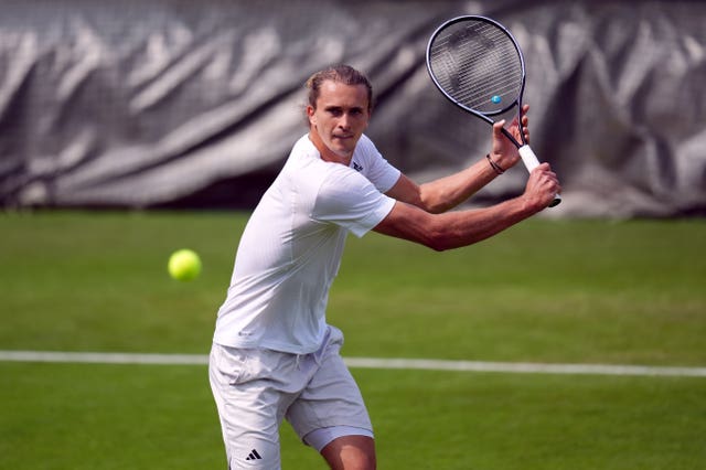 Alexander Zverev practises at Wimbledon 