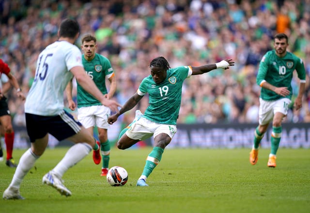 Michael Obafemi thumps home his stunning goal 