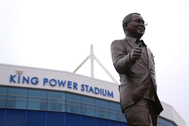 A statue of Vichai Srivaddhanaprabha 