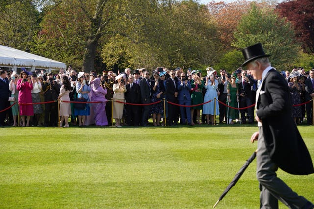 The King at a garden party (Yui Mok/PA)